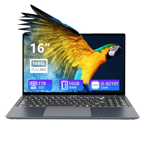 Ordenador portatil 16 Pulgadas, PC Portatil Core i5 hasta 3,60 GHz, 16GB RAM 1TB SSD Laptop, FHD 1920x1200,Teclado numérico retroiluminado de tamaño completo,Mini HDMI, WiFi 5,Win11 Pro, RJ45,tipo C