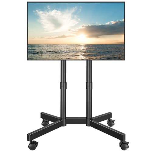 BONTEC Soporte de pie para TV de 32 a 70 Pulgadas, Soporte TV con Ruedas Altura Ajustable, Doble Columna Estable, VESA 400x400 mm, Ruedas Bloqueo, Mueble TV con Ruedas, Soporte TV Suelo, Carga 50 kg
