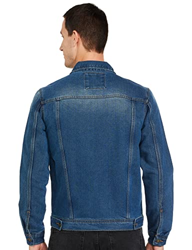 Image of The Indian Garage co MenSlim Fit Solid Denim Trucker Jacket