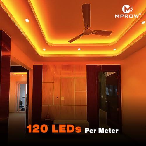 Image of MPROW 5 Meter LED Rope Light | 120 LEDs /Meter Waterproof Strip Light | Cove Light for False Ceiling, Diwali, Balcony & Indoor Decoration (Amber)