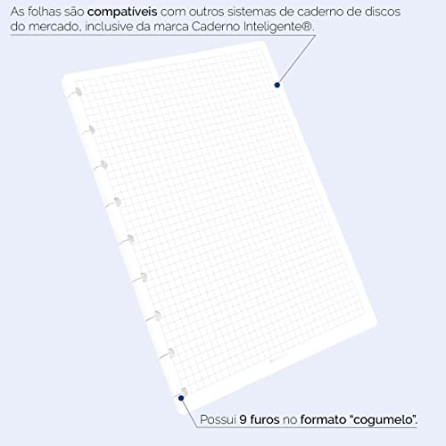 Refil Caderno De Disco ISCOOL Quadriculado 100 F 90g Médio