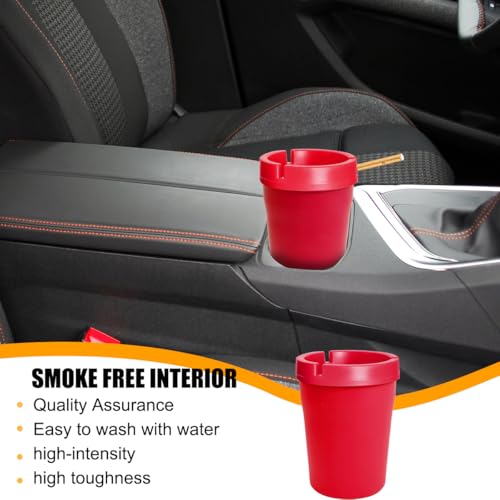 Image of Mandark Car Ashtray, 2PCS Smokeless Self-Extinguishing Vehicle Cigarette Trash Can, Smellproof Portable Automotive Ash Holder Organizer, Universal for Truck Home Office (Red)