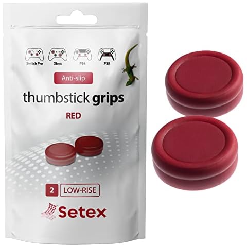 Setex Thumbstick Grip Cover, Anti-Slip Microstructured Grips, (1 Pair) Red, Grips Covers Only Cover