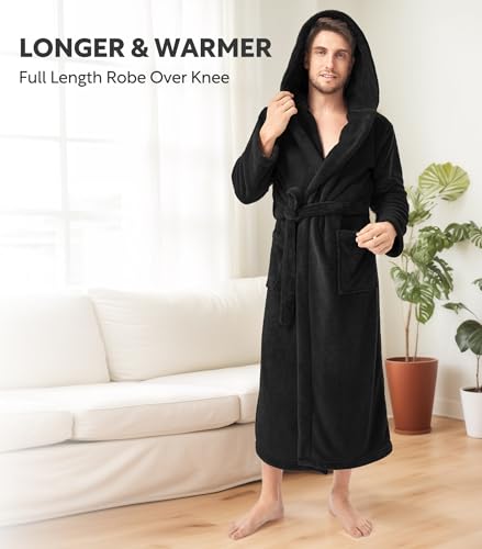 Image of DAVID ARCHY Men's Soft Fleece Plush Robe Full Length Long Bathrobe