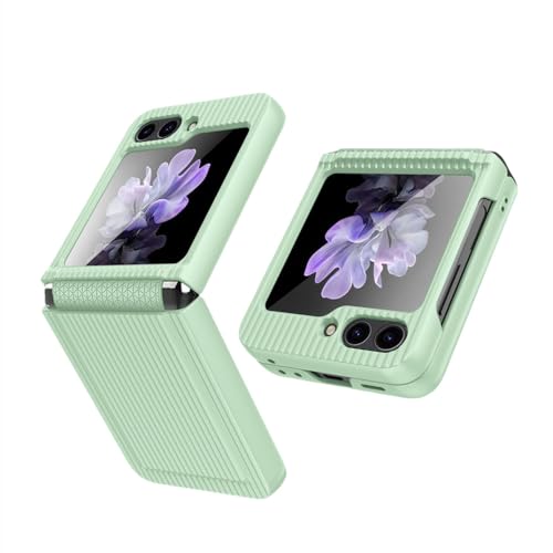 Étui Galaxy Z Flip 5 vert avec sangle charnière et film miroir