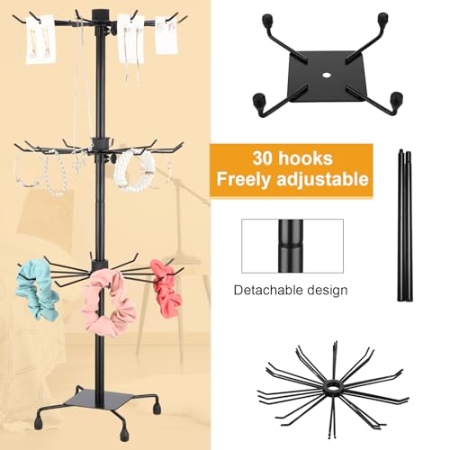Image of Ziliny 4 Pcs Rotating Jewelry Display stand Hanging Jewelry Rack Metal Spinning Display Stand with Hooks for Necklace Bracelet Earring Selling(3 Tier,Black)