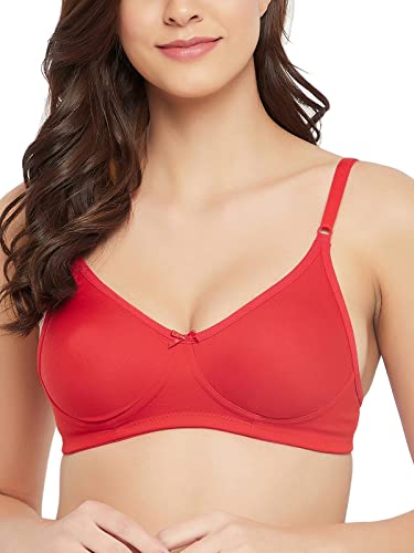 Image of Clovia Women's Cotton Non-Padded Non-Wired Full Cup T-Shirt Bra in Red