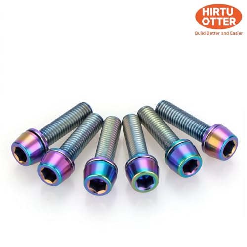 Image of 6 pcs M5 x 16 Titanium Allen Hex Bolts with Washer Screws & Wrench, for Bicycle Stems /Bike Handlebars /Brake Systems /Motorcycles /Camping Gear, Tapered Head Anti-Corrosion Fasteners(Rainbow)