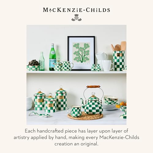 Image of MACKENZIE-CHILDS Enamel Spoon Rest, Green-and-White Emerald Check