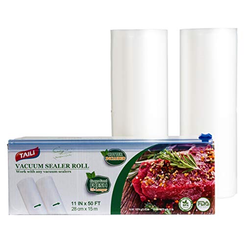 TAILI Vacuum Sealer Rolls with Cutter Box Pack of 2 28 x 1500cm Vacuum Sealer Bags Multilayer BPA Free FDA Approved Fit for All Vacuum Sealer Machine Ideal for Sous Vide Cooking Freezer