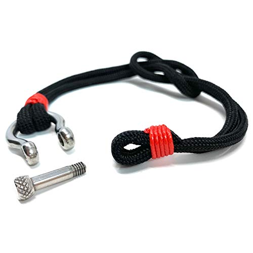 Cruise On Anchor Shackle Bracelet [Men] Thick Nylon Rope (Adjustable Knot) & Stainless Steel Mens Bracelets With Anchor Shackle Clasp [Black] #TOP4