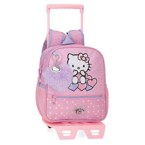 Hello Kitty Hearts & Dots Mochila Escolar con Carro Rosa 23x25x10 cms Poliéster 5,75L