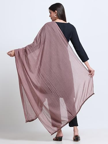 Image of Miraan Solid Pure Cotton Dupatta with Pom Pom Border, 2.25 meters length (DUPCOTTON)
