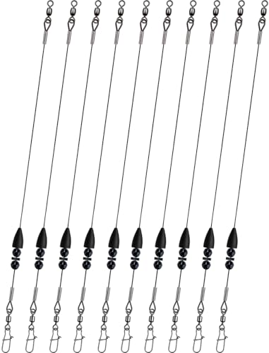 Vipfish Texas Rigs 10 Pack, Pre-Rigged Bass Fishing Rig with Bullet Weight, Swivel & Snap, Weedless...