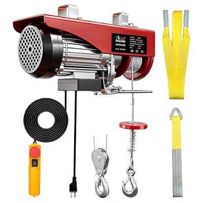 USYATO Electric Hoist,440 lbs Electric Winch with 14.1ft Remote Control,110V Electric Hoist with 40 ft/20 ft Lift Height, Lift Hoist for Warehouse,Garage,Factory,Attic