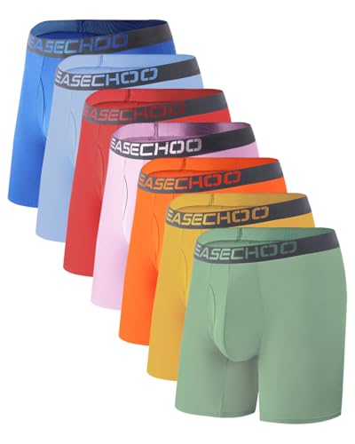 Men's Underwear,Rayon Made from Bamboo Men Boxer Briefs,Ultra Soft,Breathable,No Riding Up Leg,7 Pack