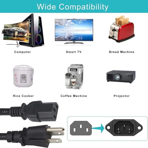 Cable de alimentación AC 6 ft compatible con EcoQuest Fresh Air Purifier miniatura 4