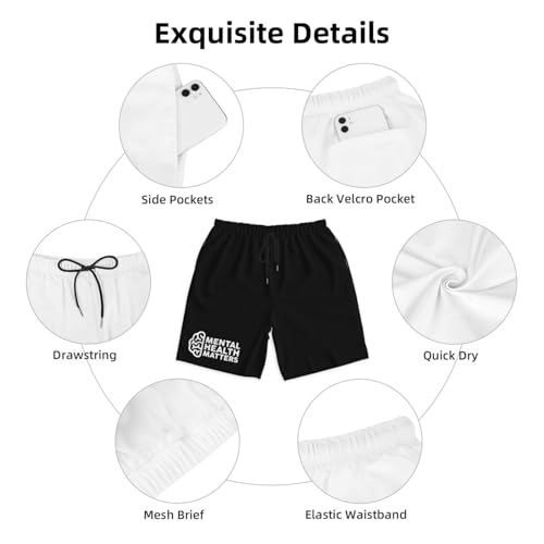 Mental Health Matters Men's Quick-Dry Board Shorts 7" - Swim Trunks Summer Hawaii Beach4