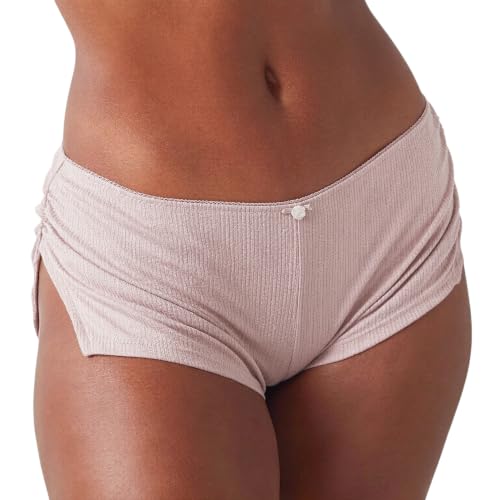 Image of KMBANGI Y2k Sexy Micro Shorts for Women Low Waist Side Slit Boyshort Slim Booty Shorts Lounge Pj Bottom Cute Sleepwear