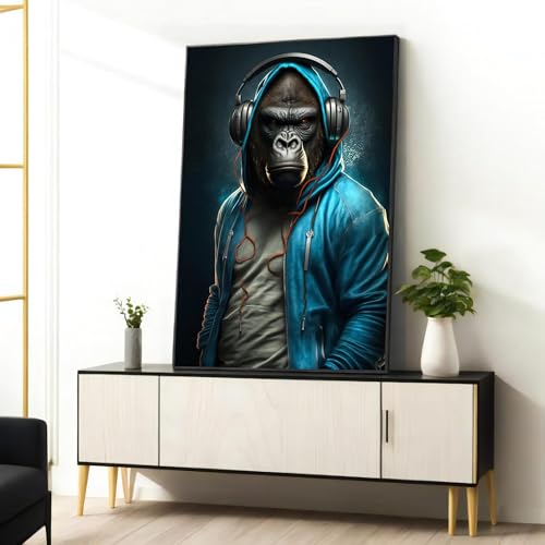 Chimpanzé cool peinture sur toile moderne pour sublimer la décoration murale de votre bureau