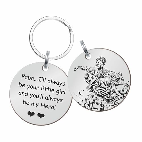 Image of Father's Day Gifts, Dad Birthday Gifts from Daughter Personalised Daddy Photo Keyring - The Moment You Became My Daddy | Personalised New Born Baby Gift