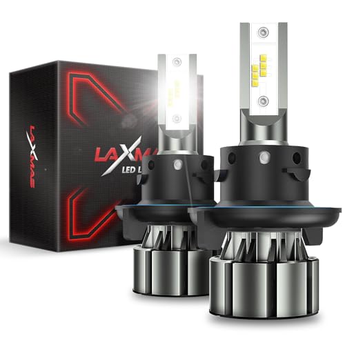 Image of Laxmas 2025 Upgraded H13 LED Light, 5X Super Brightness, H13 /9008 Bulbs, 6000K Cool White for Powersports ATV /UTV, 50000HRS+ Lifespan, 5 Min installation, 1:1 Mini Size,Pack of 2