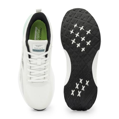 Image of Red Tape Men's Sneakers White Black Mesh Round Toe Lace-Up Easy Movement