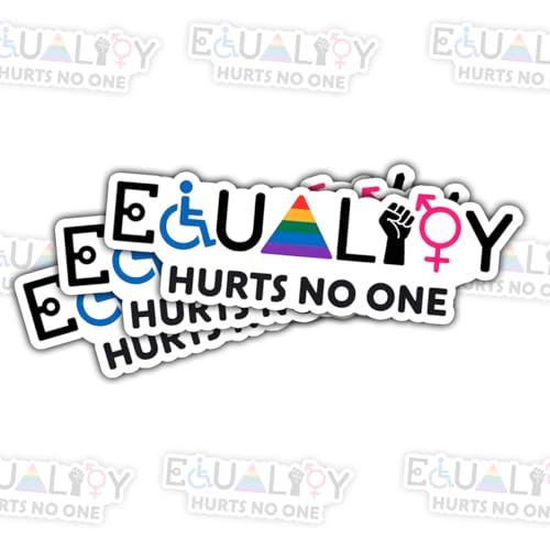 3 Pcs Equality Hurts No One Stickers, Rainbow Pride Vinyl Decals with Inclusive Symbols for Diversity, Disability, Gender and LGBTQ+ Support, Motivational Stickers for Laptops & Bottles (3 inch)