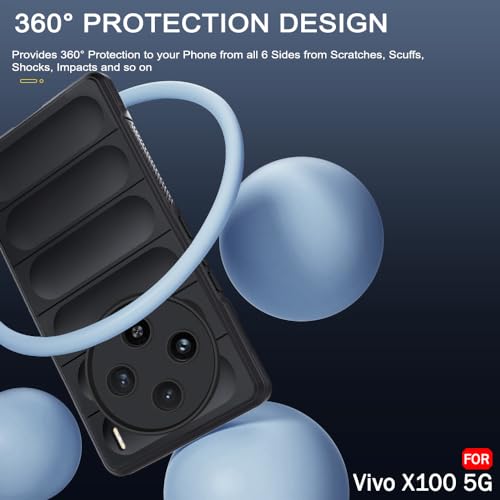 Image of TheGiftKart Liquid Silicon Back Cover Case for Vivo X100 5G | Shockproof Military Grade Protection | Micro-Fibre Cloth On Inner Side | Built-in Anti-Slip Grip Vivo X100 5G Back Cover (TPU, Black)