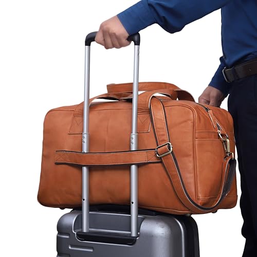 VC VINTAGE COUTURE Vintage Leather Duffle Bag for Travel or the Gym, Overnight Duffel Bag for Men and Women - Brown (VC030)3