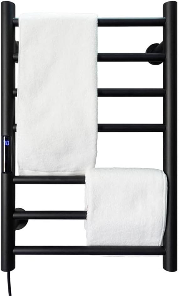 Electric Towel Warmer Stainless Steel Towel Warmer Electric Towel Rack Electric Towel Warmer Temperature & Time Control (Color : Svart, Size