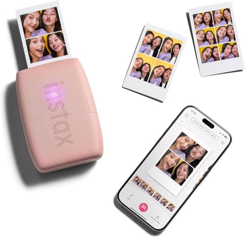 Image of FUJIFILM X Half Digital Camera with Fujifilm Instax Mini Link 3 Smartphone Printer and Sunshine Microfiber Cleaning Cloth... (Black, Rose Pink Printer + 20 Sheets)