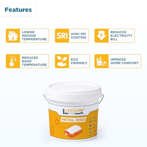 Image of LuminX Cool Roof Metal Shed Coating | High SRI Heat Reflective Roof Paint for Metal Sheets Tin Sheds Reduces Roof Temperature & Electricity Bills | White Cool Roof Coating 10kg