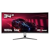 Monitor Gamer 34" Curvo 1ms, 165Hz, UltraWide (QHD) - 3440x1440 AMD FreeSync, HDMI, DP, HQ Premium HQ34C16