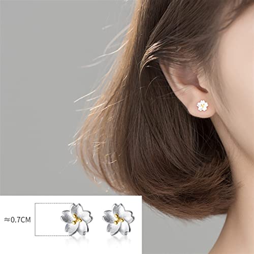 Boucles d'oreilles fleur de cerisier argent 925 femme bijou élégant - 5