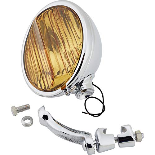 Speedway Motors Passenger Car Fog Lamps with Bracket, Amber Pair, Stainless Steel Housing, Quartz Halogen Cat Eye Lens, Universal Ball & Cup Adjustable Mount Kit - Thumbnail 3
