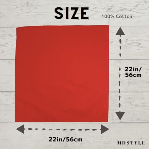 Image of MDSTYLE 100% Cotton Solid Color Bandana for Men & Women 22 inch x 22 inch Handkerchief Headband Scarf