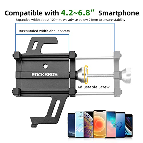 Rockbros Bike Phone Mount Holder Motorcycle & Bicycle Handlebar Cell Phone Holder 360° Rotatable Aluminum Phone Clip For Iphone 11 12 13 Pro Max Mini X Xr Xs Plus Samsung S21 S20 S10 #TOP5