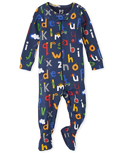 The Children's Place Baby And Toddler Snug Fit 100% Cotton Zip-Front One Piece Footed Pajama, Allover Alphabet, 0-3 Months #TOP19