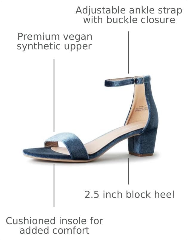 Image of J. Adams Daisy Heeled Sandals - Ankle Strap Low Block, Open Toe Dress Pumps, Chunky Heels - Dressy Shoes for Women - Bridal, Wedding, Summer Sandals
