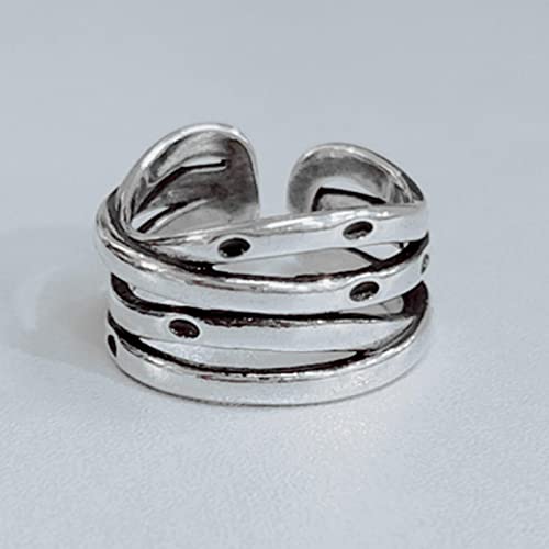 925 Sterling Silver Adjustable Layered Chain Ring, Party Rings For Women4