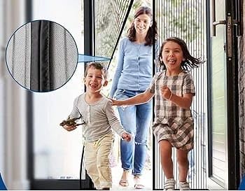 Image of MUTTA Good Night Magic Mesh Magnetic Mosquito Screen Door Net Curtain With Magnets Reinforced Polyester Mesh Curtain Back Door Mesh With Full Frame Hook & Loop(200 * 85 Size F99, Solid Form
