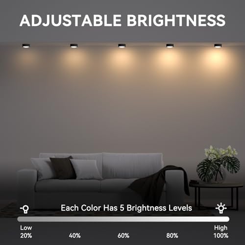 Image of LED Puck Lights with Remote, 13-Color Under Cabinet Lighting Wireless, Battery Operated Stick-On Lights, Dimmable Push Light for Closet /Shelf /Wall (Black-6 Pack)