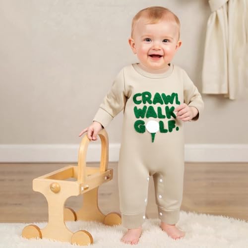 MERSARIPHY Baby Boy Girl Golf Outfit Long Sleeve Sweatshirt Jumpsuit Romper Letter Printed Golf Onesie Fall Winter Clothes3