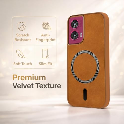 Image of Jkobi Leather Finish Back Cover Case for Motorola Moto Edge 50 Fusion (MagSafe Compatible Wireless Charging | Soft Touch | Camera Bump Protection)