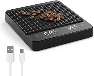 Digital Coffee Scale with Timer Waterproof Rechargeable Small Kitchen Scales Drip Espresso Scale tare function coffee Scale weighing with 1000 mAh Battery and hidden readout(g/oz//ml)