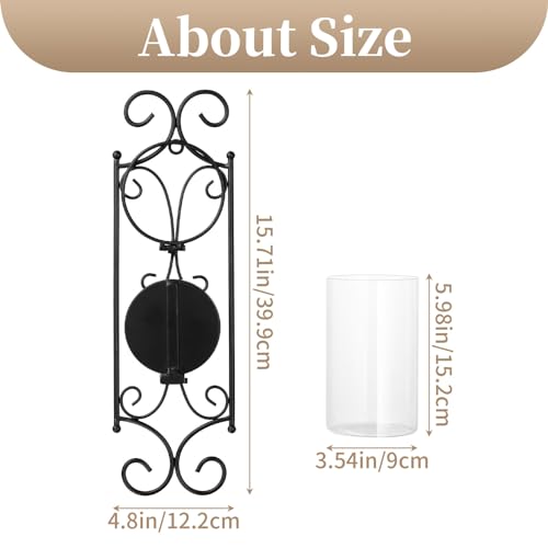 Sziqiqi Wall Candle Sconces With Hurricane Glass - Image 4