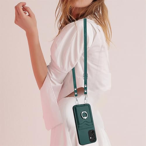 Coque portefeuille Galaxy A16 5G vert cordon mains libres