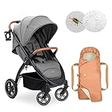 hauck Buggy UpTown Black inkl. 3-in-1 Babynest Carry N Play & XXL-Zubehörpaket – Sportbuggy mit verstellbarer Rückenlehne, UV-Schutz, Federung & Einkaufs-/Getränkehalter – Melange Grey
