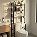 GloTika 3-Tier Over Toilet Storage with 2 Basket & Anti-Tilt System - 150lb Total Capacity Metal Bathroom Shelves Including Paper Holder & 4 Hooks, Space Saving Above Commode Organizer (64